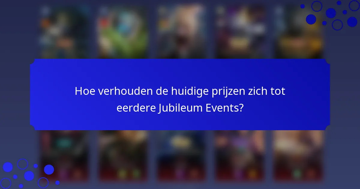 Hoe verhouden de huidige prijzen zich tot eerdere Jubileum Events?