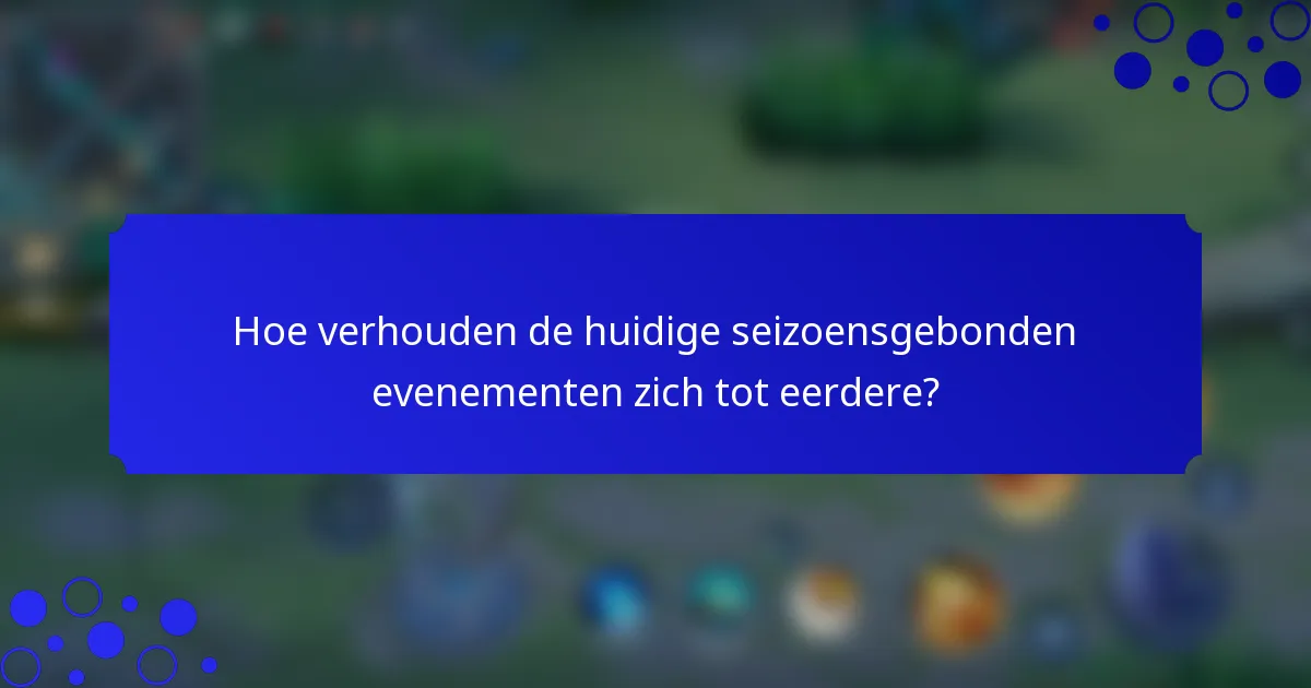 Hoe verhouden de huidige seizoensgebonden evenementen zich tot eerdere?